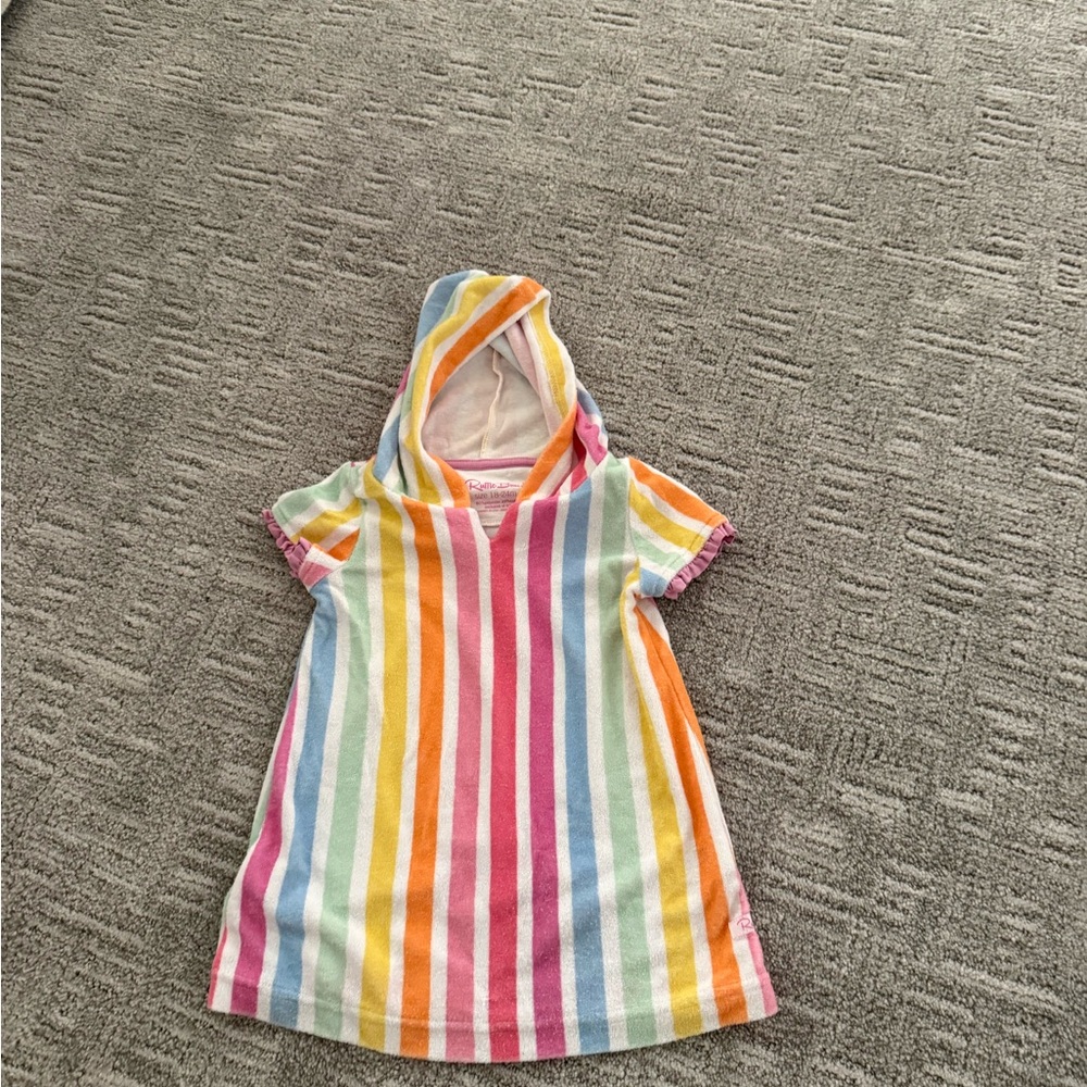 Ruffle Butts Multicolor Striped Hooded Coverup